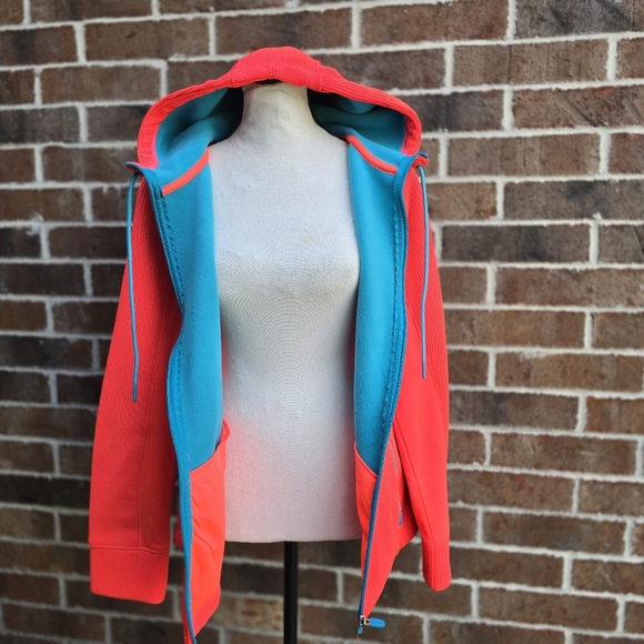 Swiss Tech Women's Vibrant Red Orange Pinkish Hoodie with Blue Trim - Picture 9 of 14